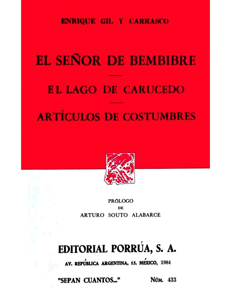 Imagen de producto Libro El Señor de Bembibre , El Lago de Carucedo, Artículos de Costumbres