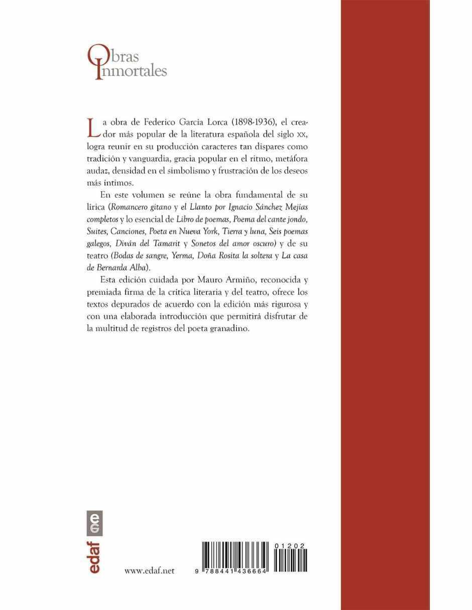 Libro Lorca Esencial de Federico García Lorca