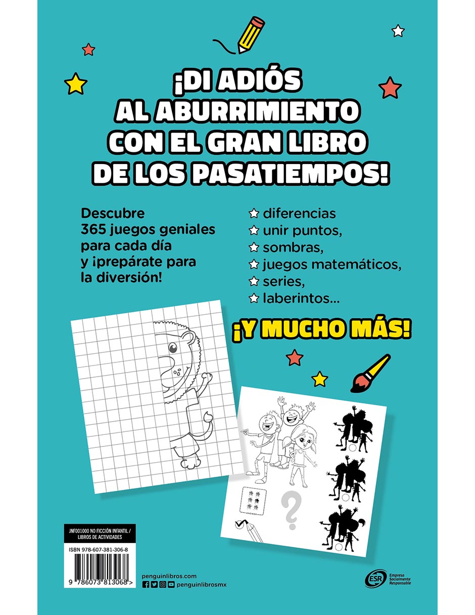 Libro El gran libro de los pasatiempos: 365 actividades para niños y niñas de Penguin Kids