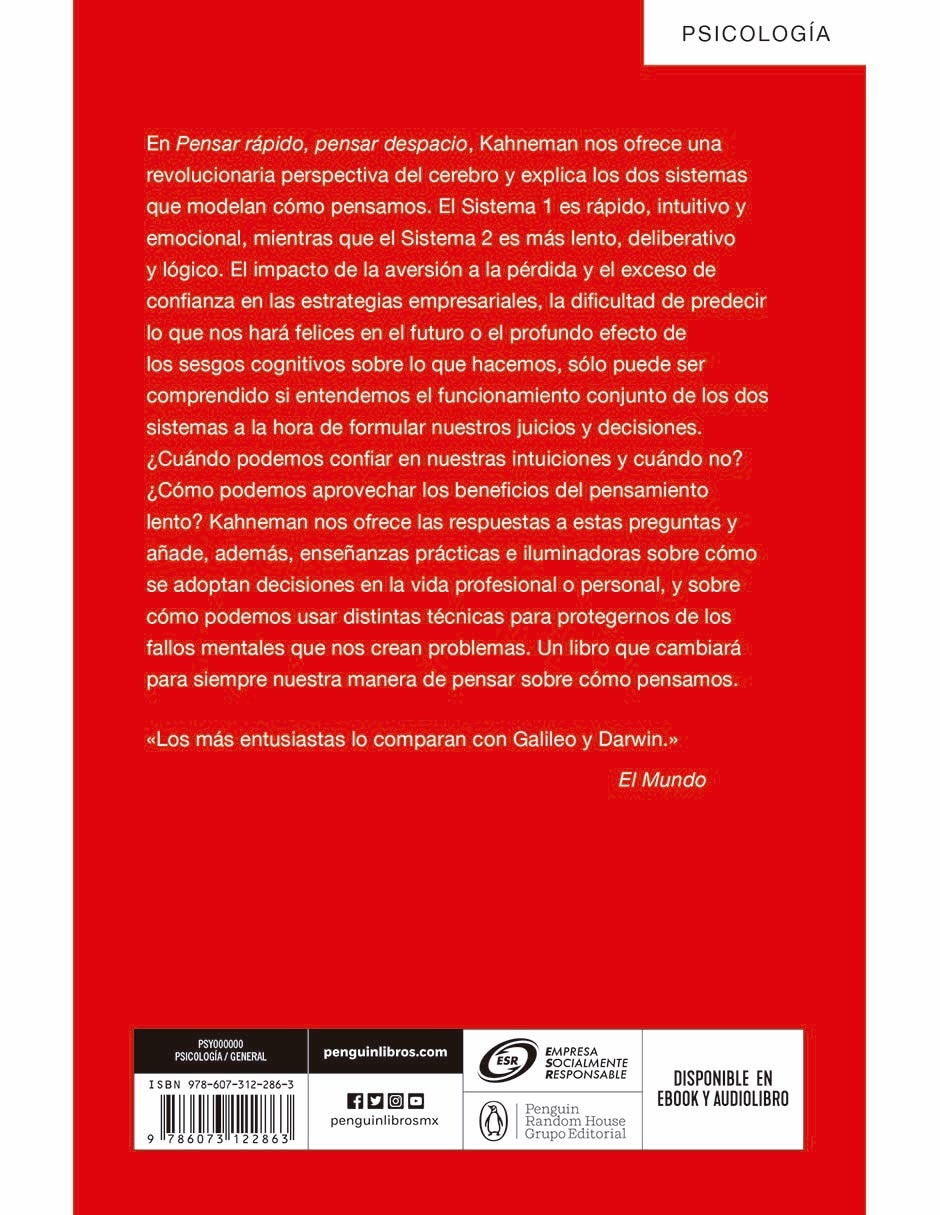 Libro Pensar rápido, pensar despacio de Daniel Kahneman 3