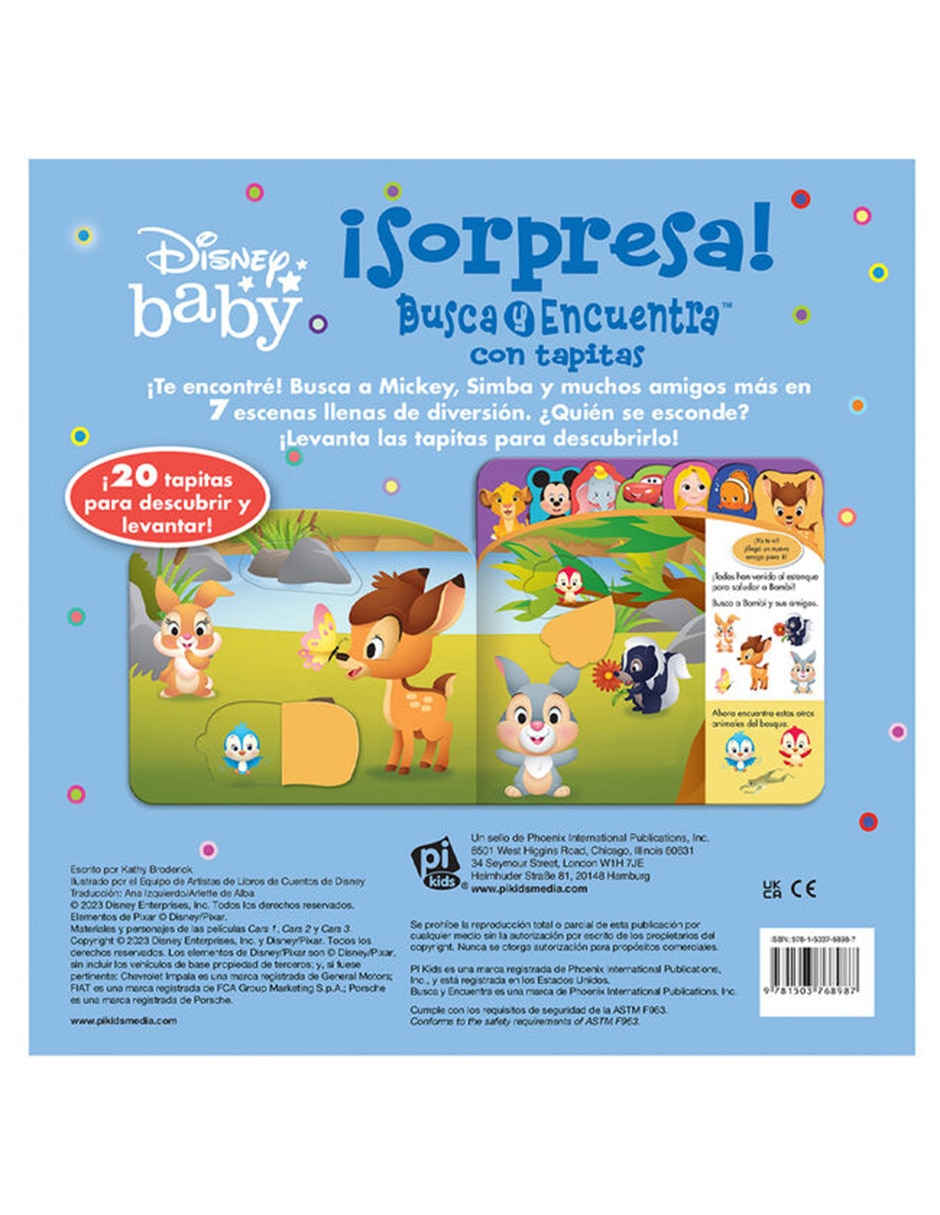 Libro Disney baby busca y encuentra con tapitas Phoenix International Publications 2