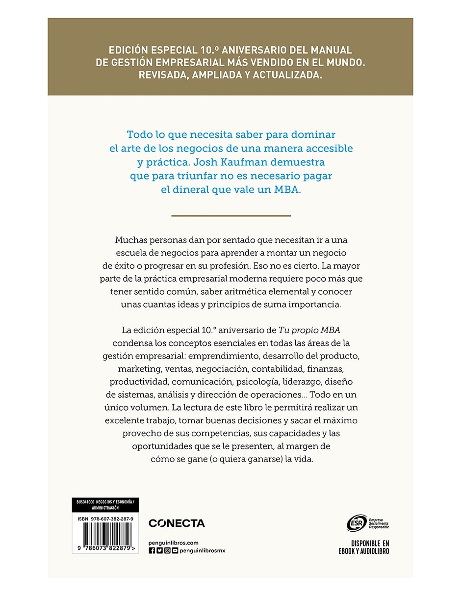 Libro Tu propio mba de Josh Kaufman 3