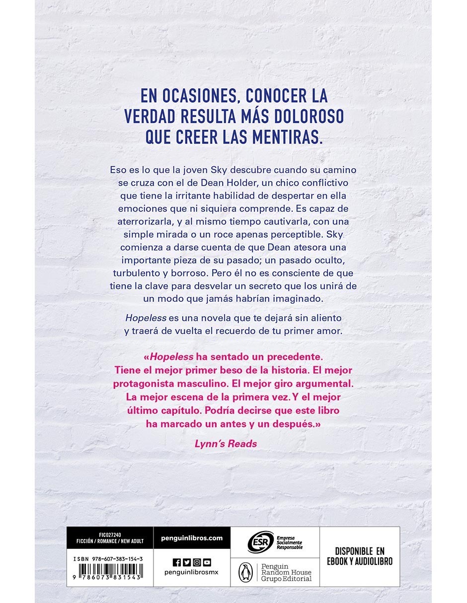 Libro Hopeless de Colleen hoover