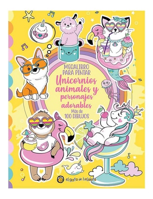 Libro Mega Libro para Pintar Unicornios Animales y Personajes Adorables de Editorial Guadal