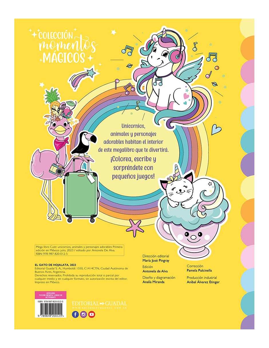 Libro Mega Libro para Pintar Unicornios Animales y Personajes Adorables de Editorial Guadal 2