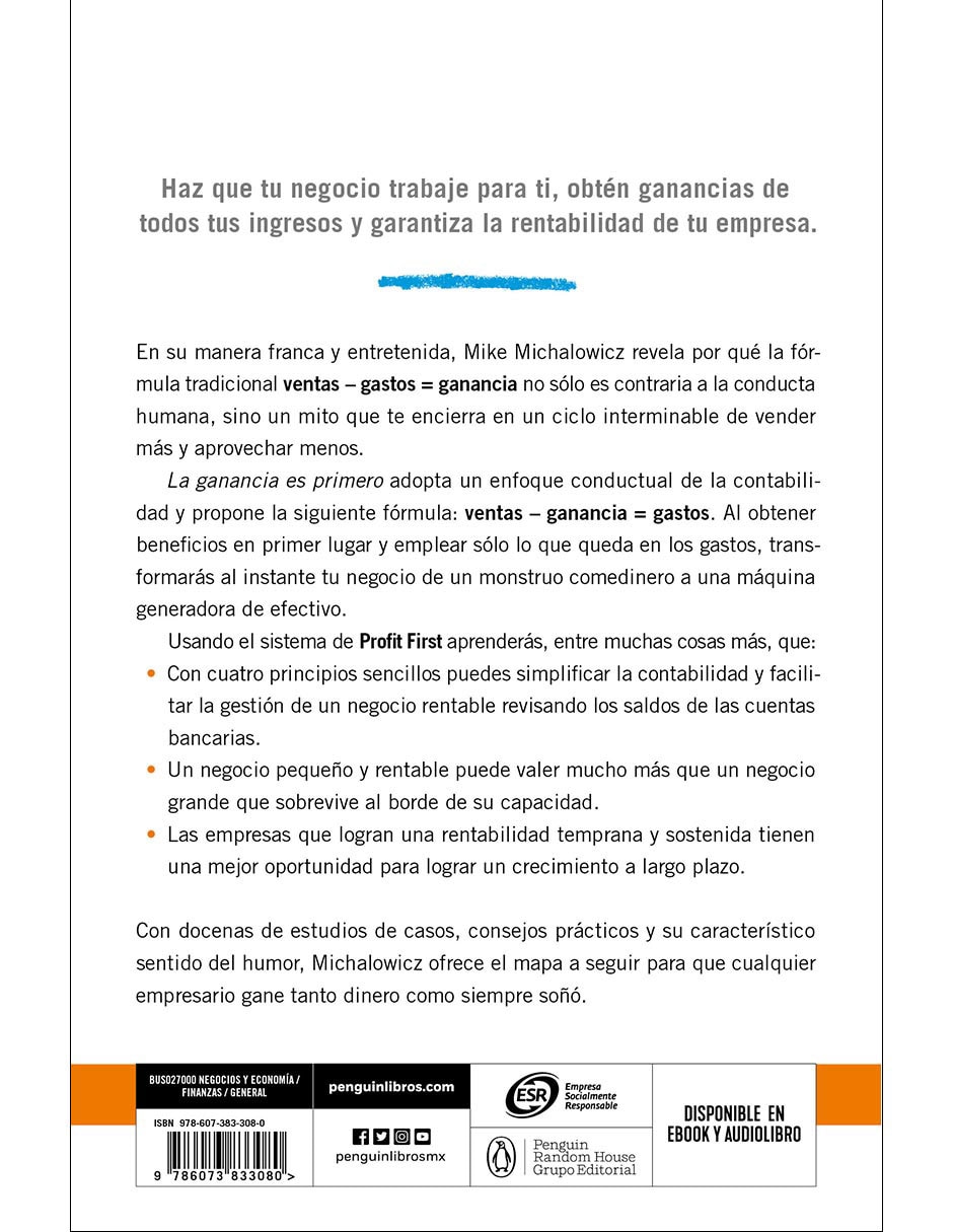 Libro La Ganancia Es Primero de Mike Michalowicz