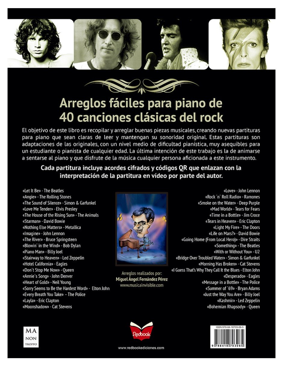 Libro Rock Classics. Partituras para aficionados al piano de Miguel Ángel Fernández Pérez