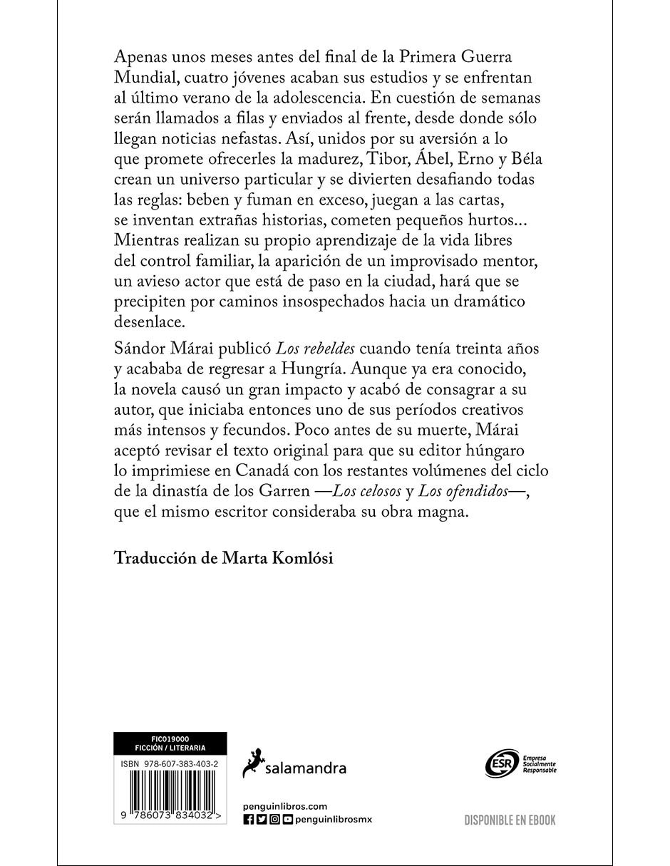 Libro Los Rebeldes de Sandor Marai