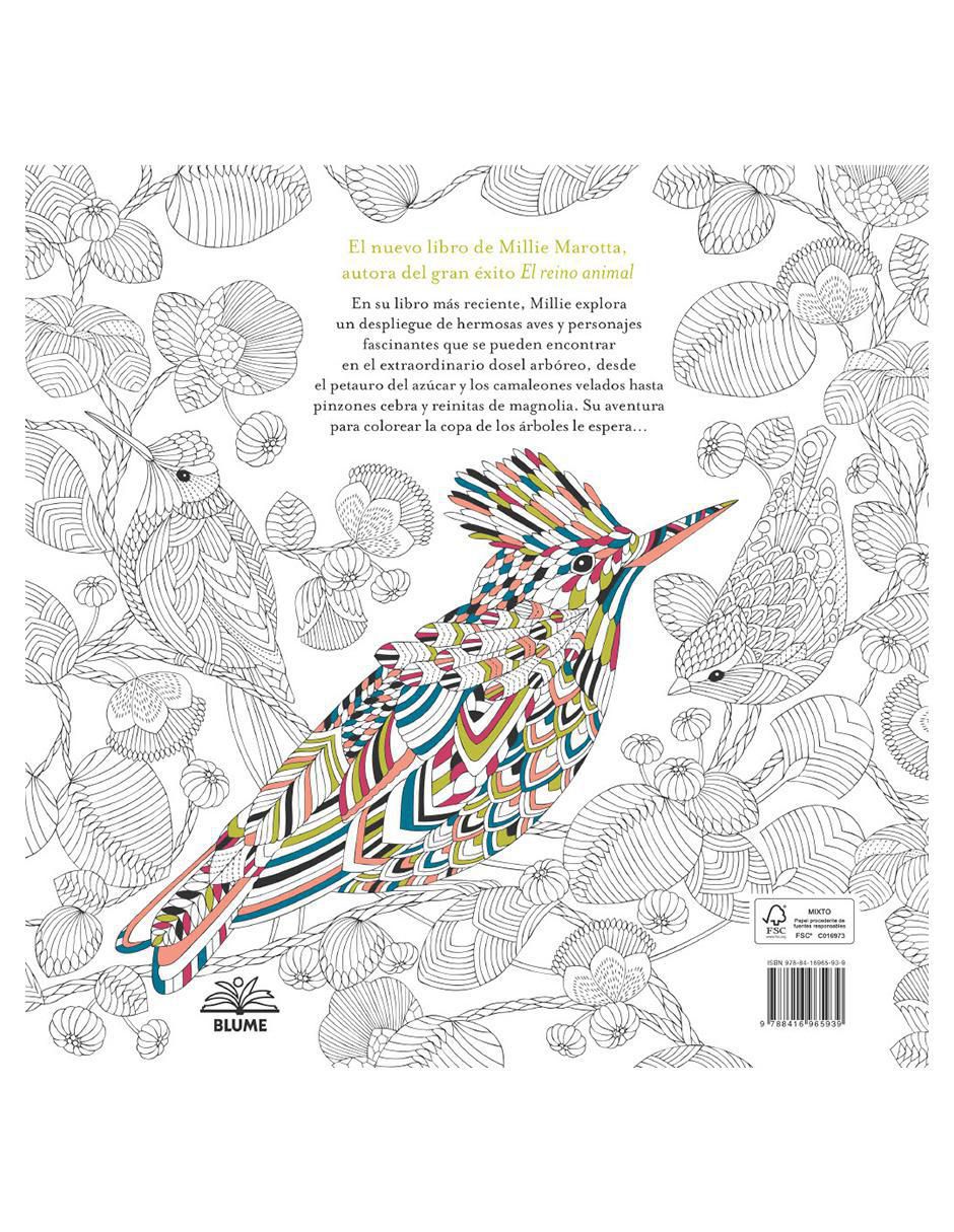 Libro Aves Hermosas y Otros Tesoros de los Árboles Una aventura para colorear de Millie Marotta 2