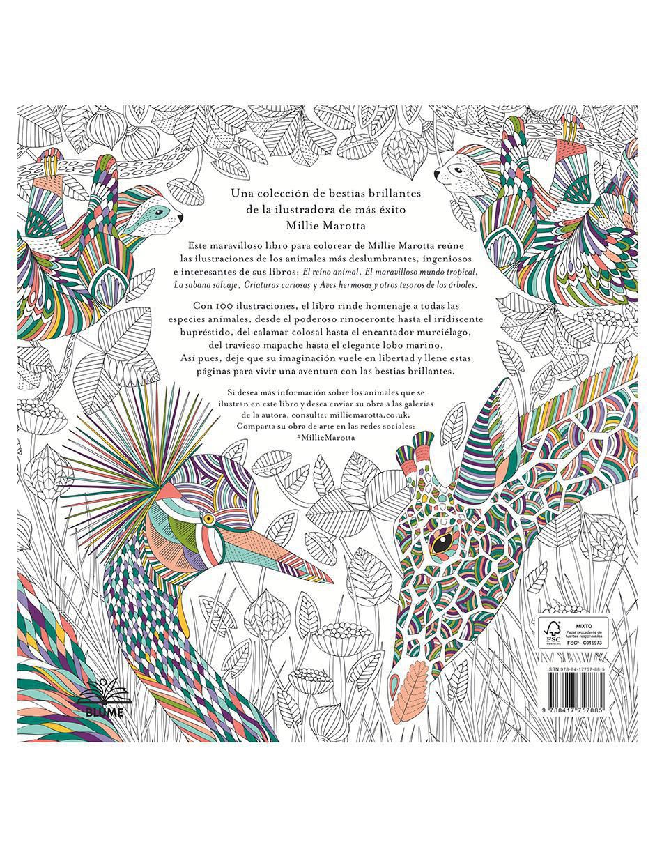 Libro Bestias Brillantes. Una aventura para colorear de Millie Marotta