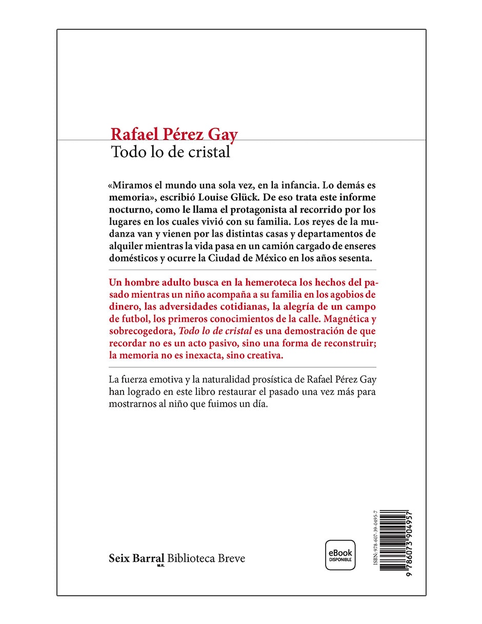 Libro Todo lo de cristal de Rafael Pérez Gay 2