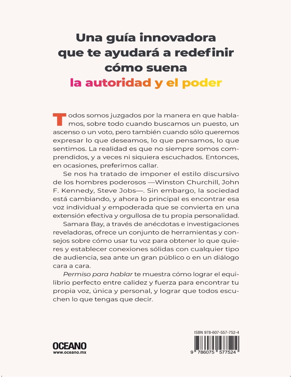 Libro Permiso para hablar. Dale poder a tu voz y transmite un mensaje memorable de Samara Bay