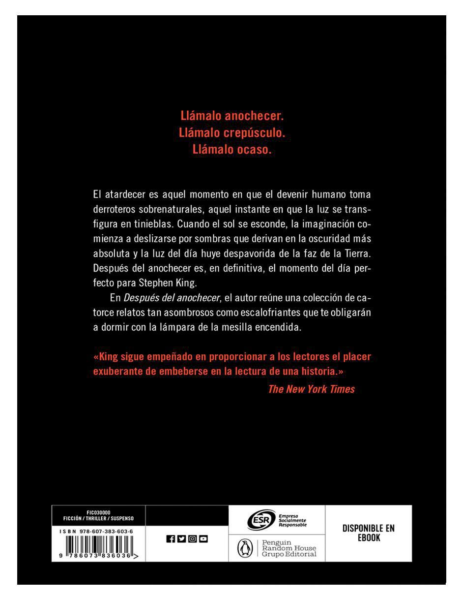 Libro Después del Anochecer de Stephen King