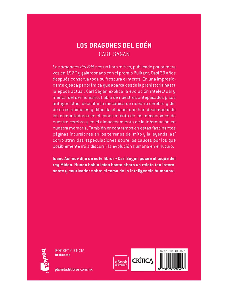 Libro Los dragones del Edén de Carl Sagan