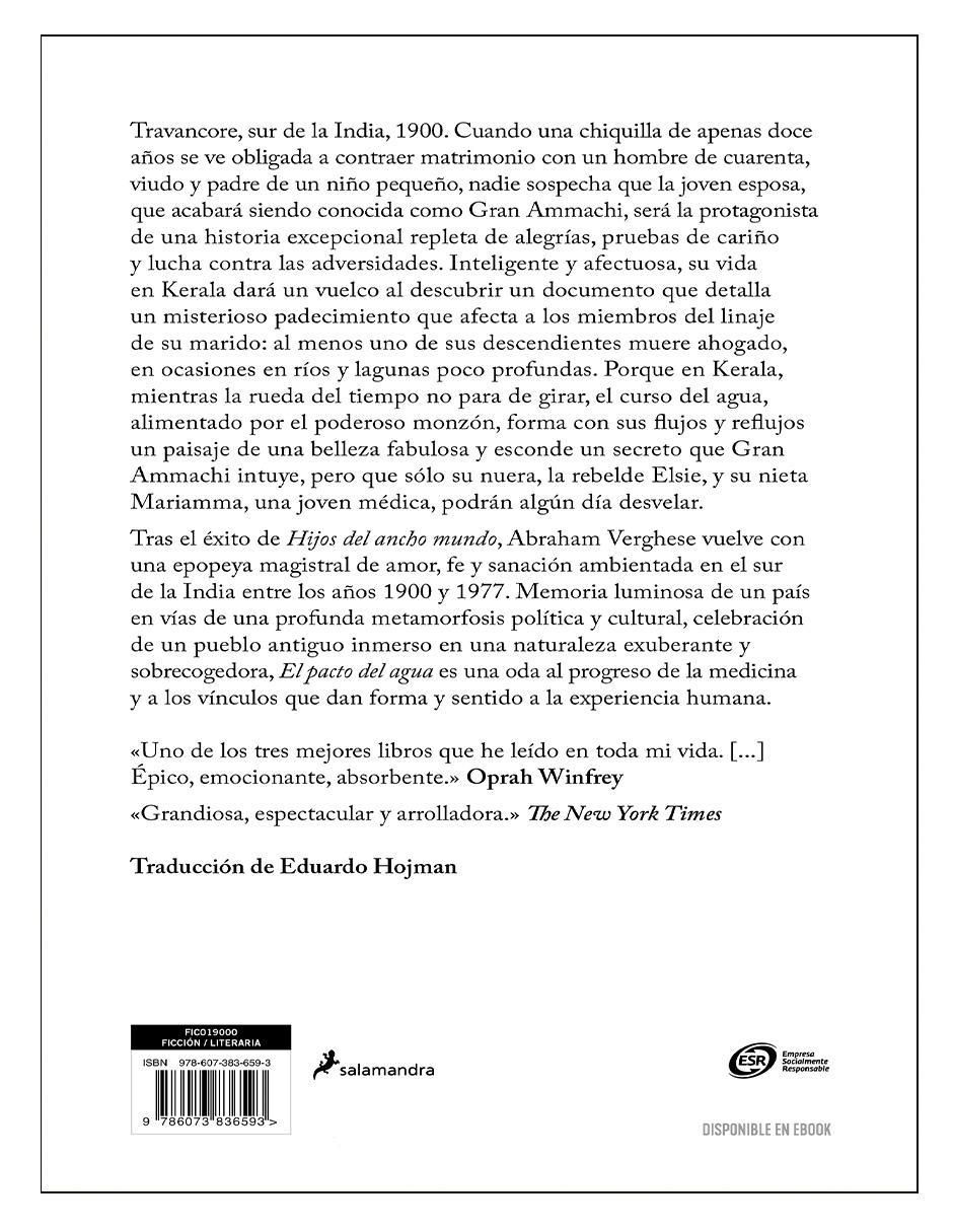 Libro El Pacto Del Agua Autor de Abraham Verghese 3