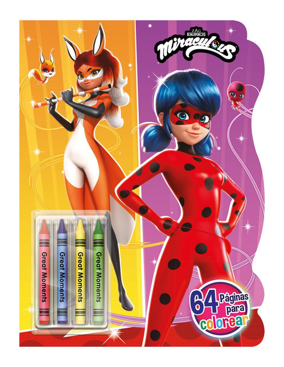 Libro para Colorear Zag Heroez Miraculous 64 Páginas con Stickers y Crayolas de Libro para Colorear Zag Heroez Miraculous 64 Páginas con Stickers y Crayolas de