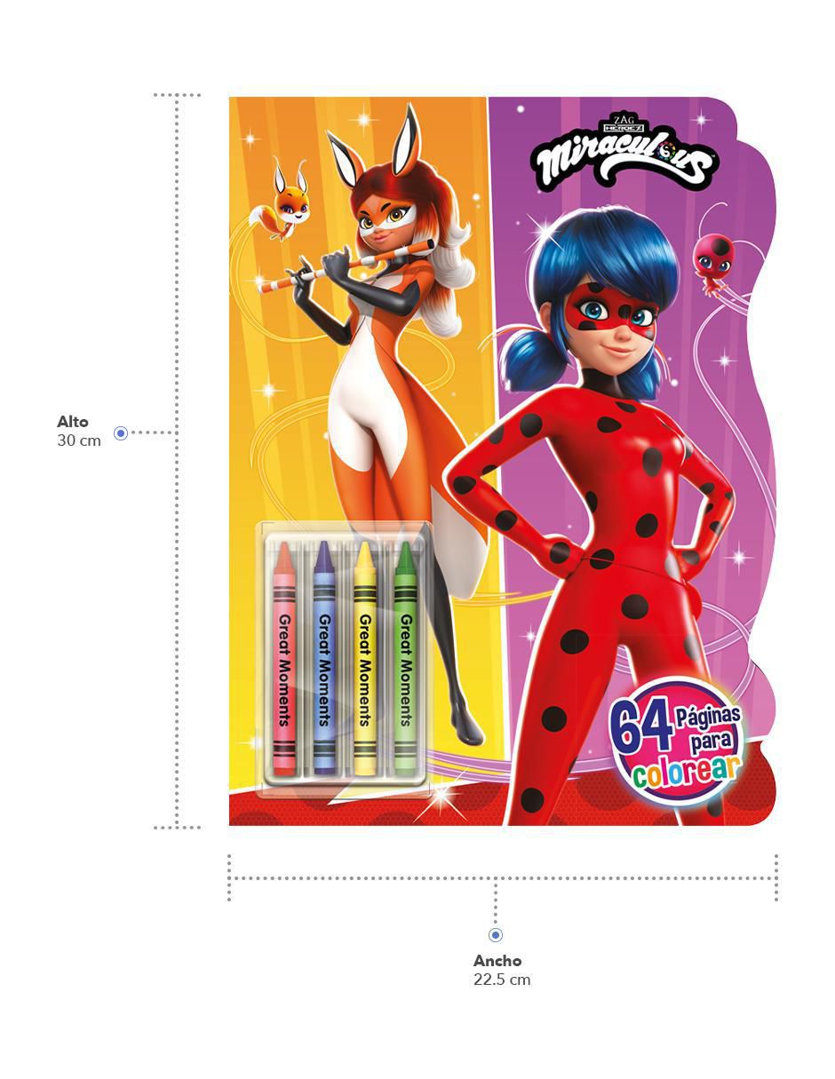 Libro para Colorear Zag Heroez Miraculous 64 Páginas con Stickers y Crayolas de