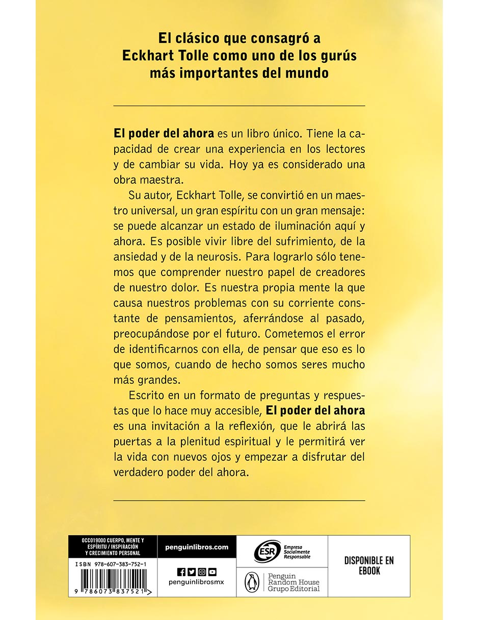 Libro El Poder del Ahora de Eckhart Tolle