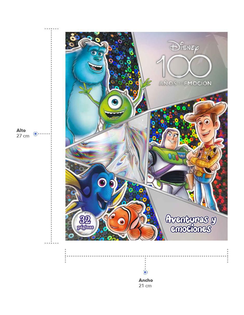 Libro para colorear con portada holográfica Disney 100 Pixar de