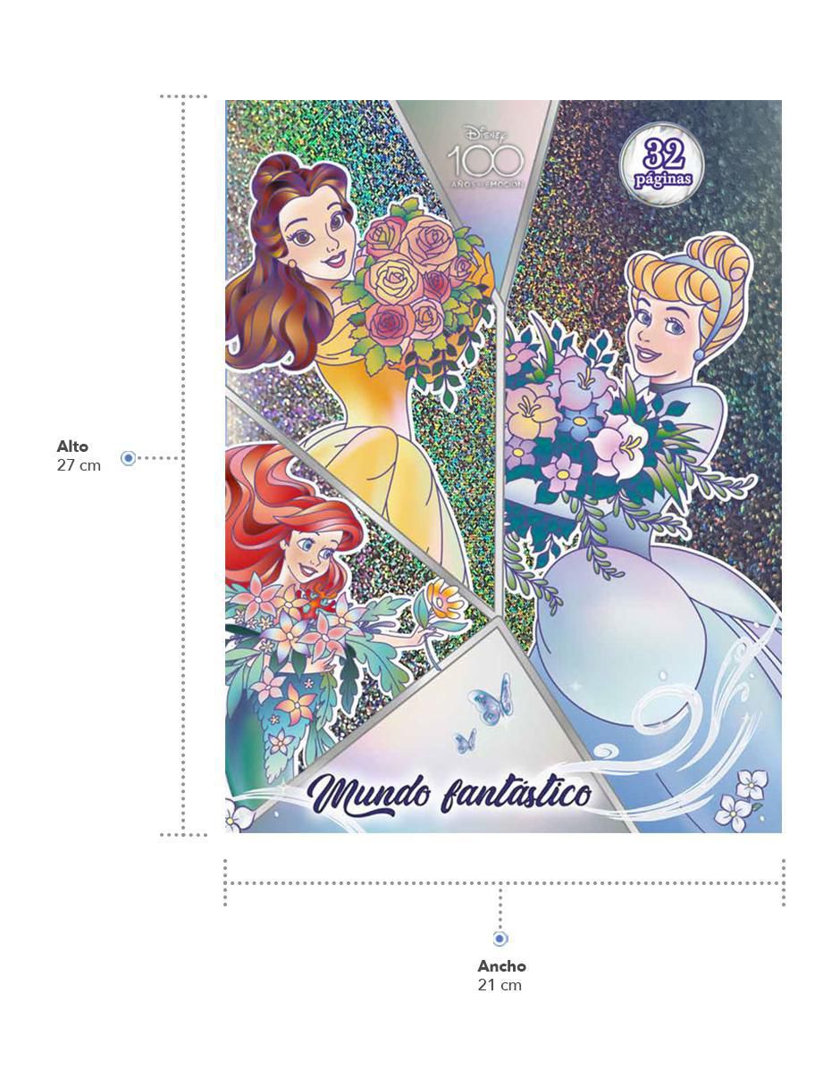 Libro para colorear con portada holográfica Disney 100 princesas de 2