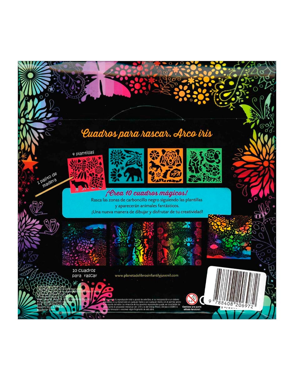 Libro Creactivity cuadros para rascar arco iris de 4