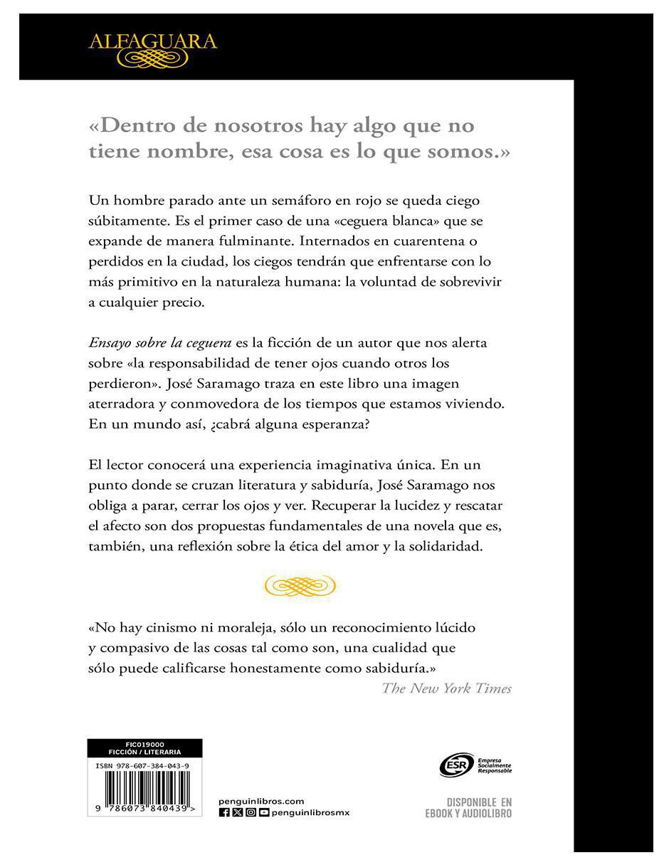 Libro Ensayo Sobre La Ceguera de Jose Saramago