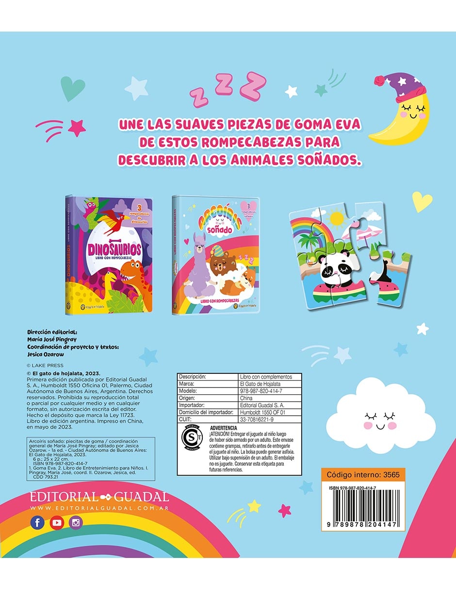 Libro Arcoíris Soñado Pieceitas de Goma de Editorial Guadal