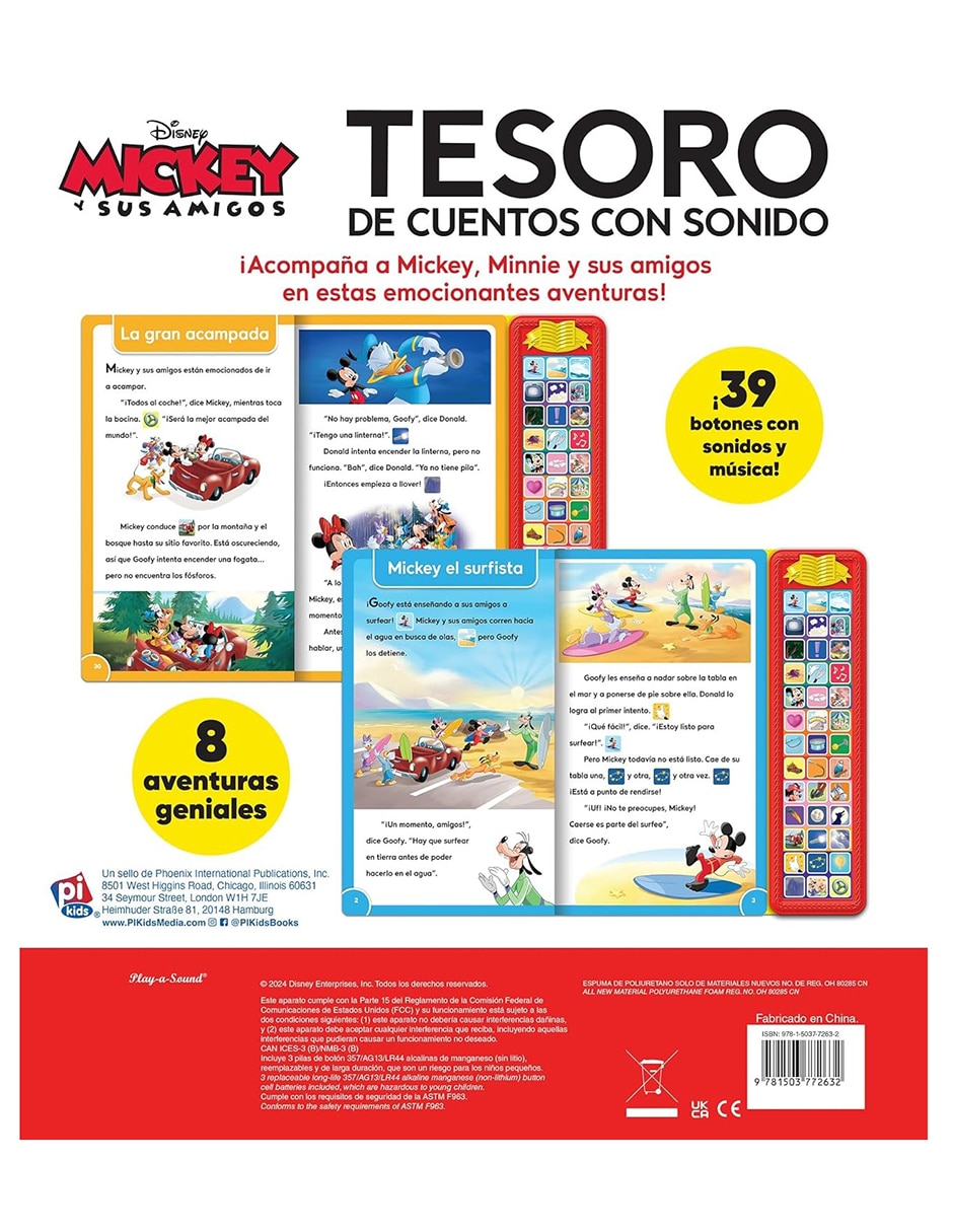 Libro Disney Mickey y sus amigos Tesoro de cuentos con sonido de PI Kids Libro Disney Mickey y sus amigos Tesoro de cuentos con sonido de PI Kids