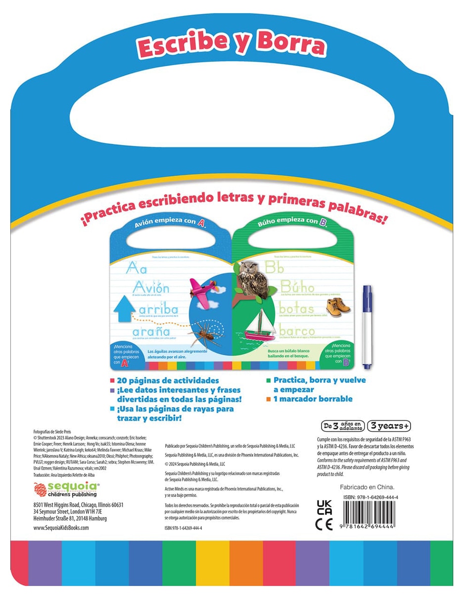 Libro Escribe y borra. Preescolar ABC Aprende a escribir de Sequoia Childrens Publishing