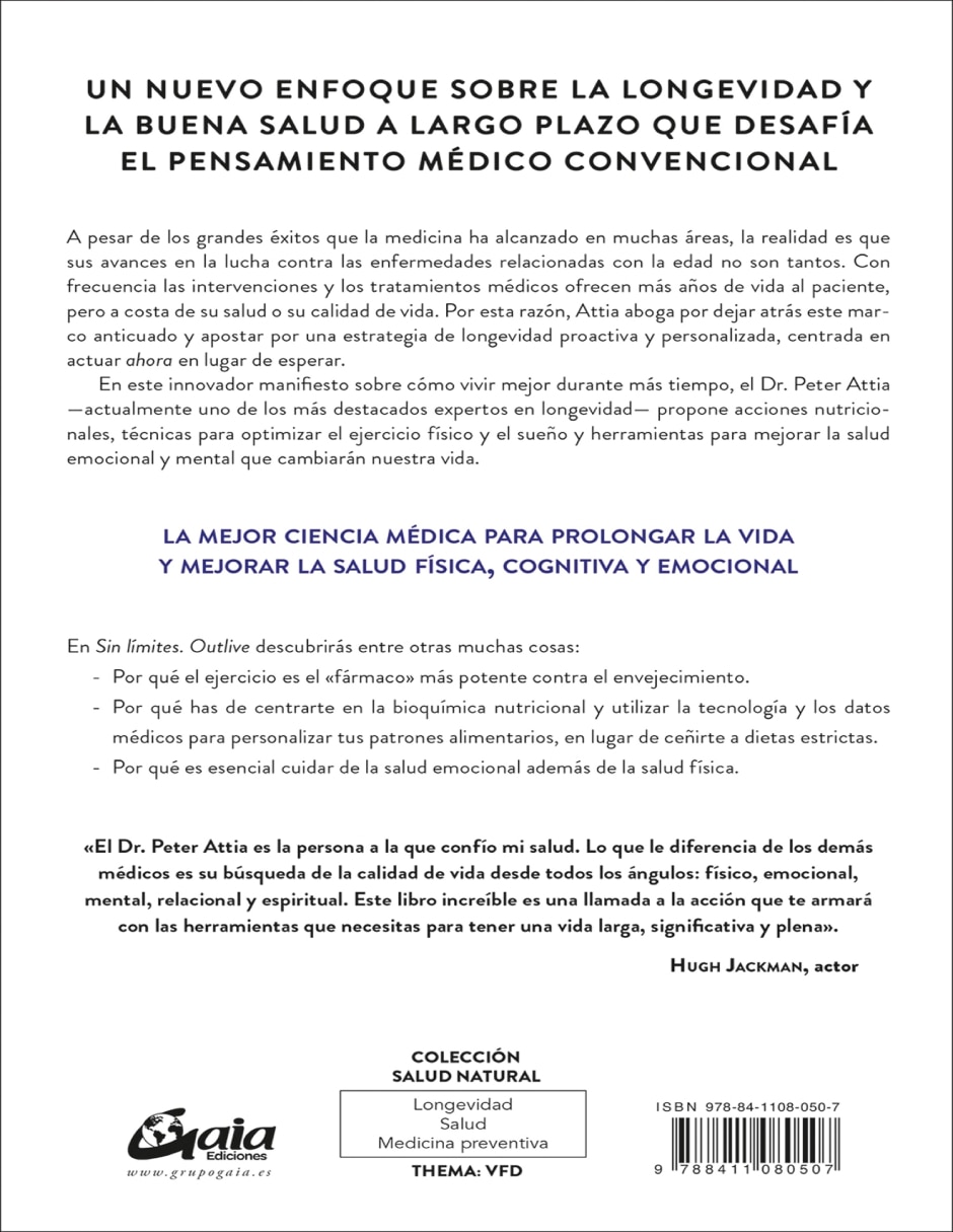 Libro Sin límites (outlive): La Ciencia y El Arte de La Longevidad de Peter Attia / Bill Gifford
