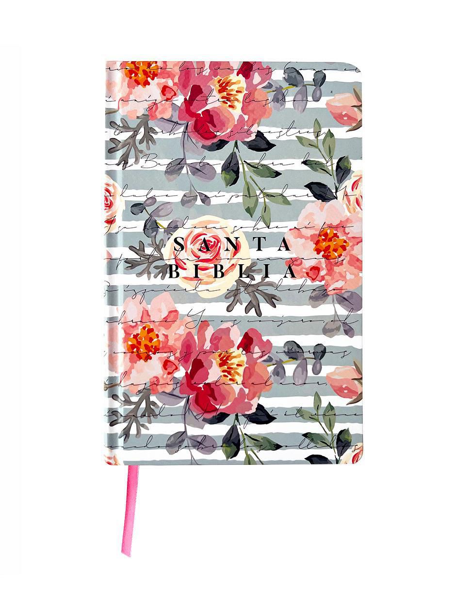 Libro Biblia RVR 1960 letra grande, manual, tapa dura Cantar de Cantares flores rosadas de Reina Valera