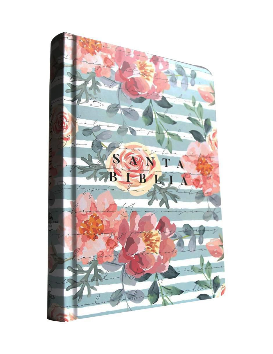 Libro Biblia RVR 1960 letra grande, manual, tapa dura Cantar de Cantares flores rosadas de Reina Valera