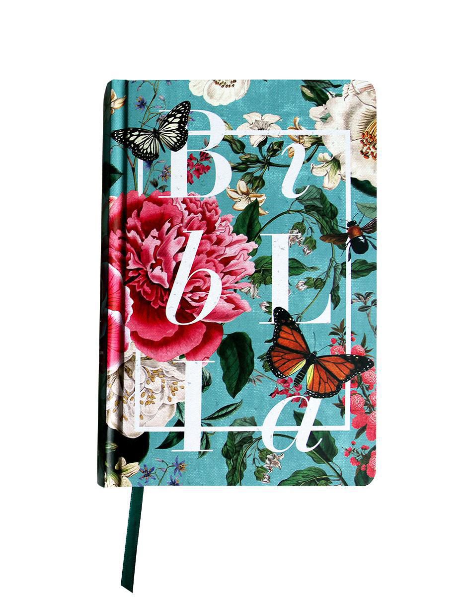 Libro Biblia RVR 1960 letra grande, manual, tapa dura jardín de flores de Reina Valera
