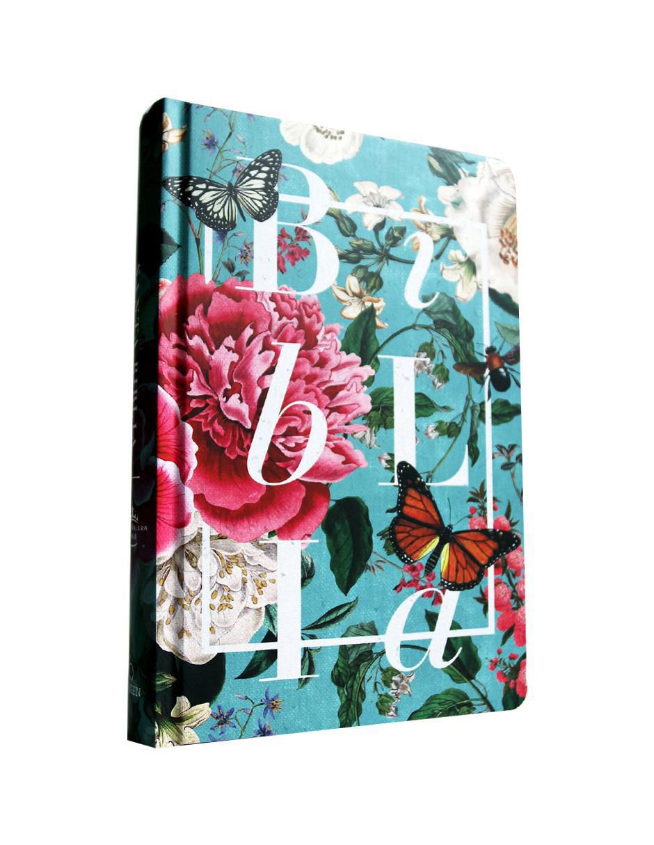 Libro Biblia RVR 1960 letra grande, manual, tapa dura jardín de flores de Reina Valera