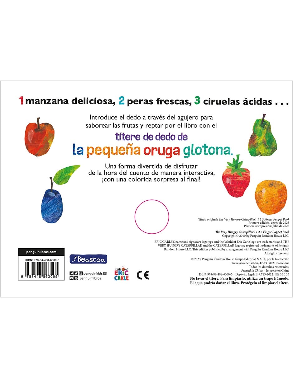 Libro La Pequeña Oruga Glotona. Titere 2