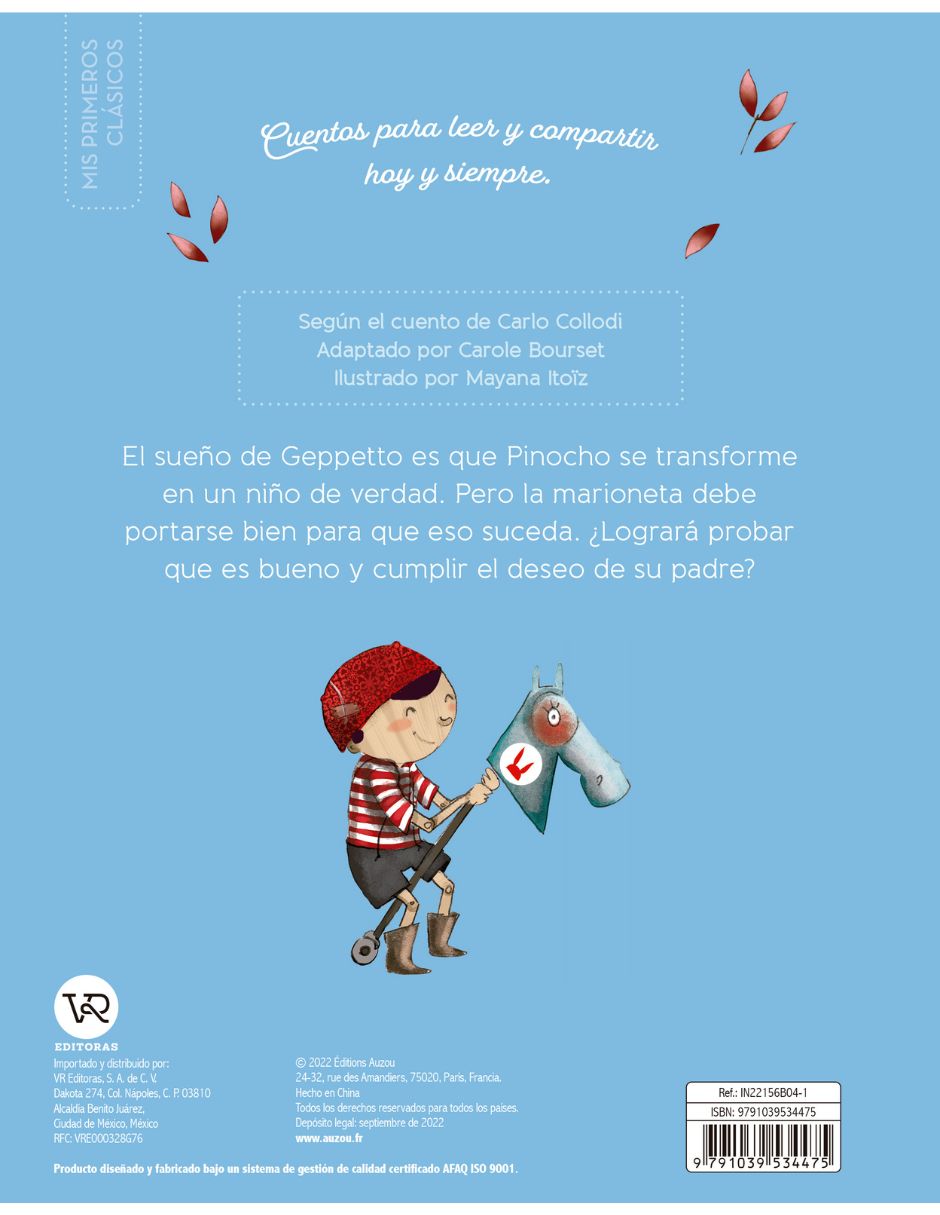 Libro Pequeños Clásicos Pinocho de Mayana Itoiz 3