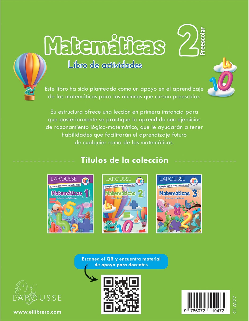 Libro Preescolar Matemáticas 2 de Ediciones Larousse