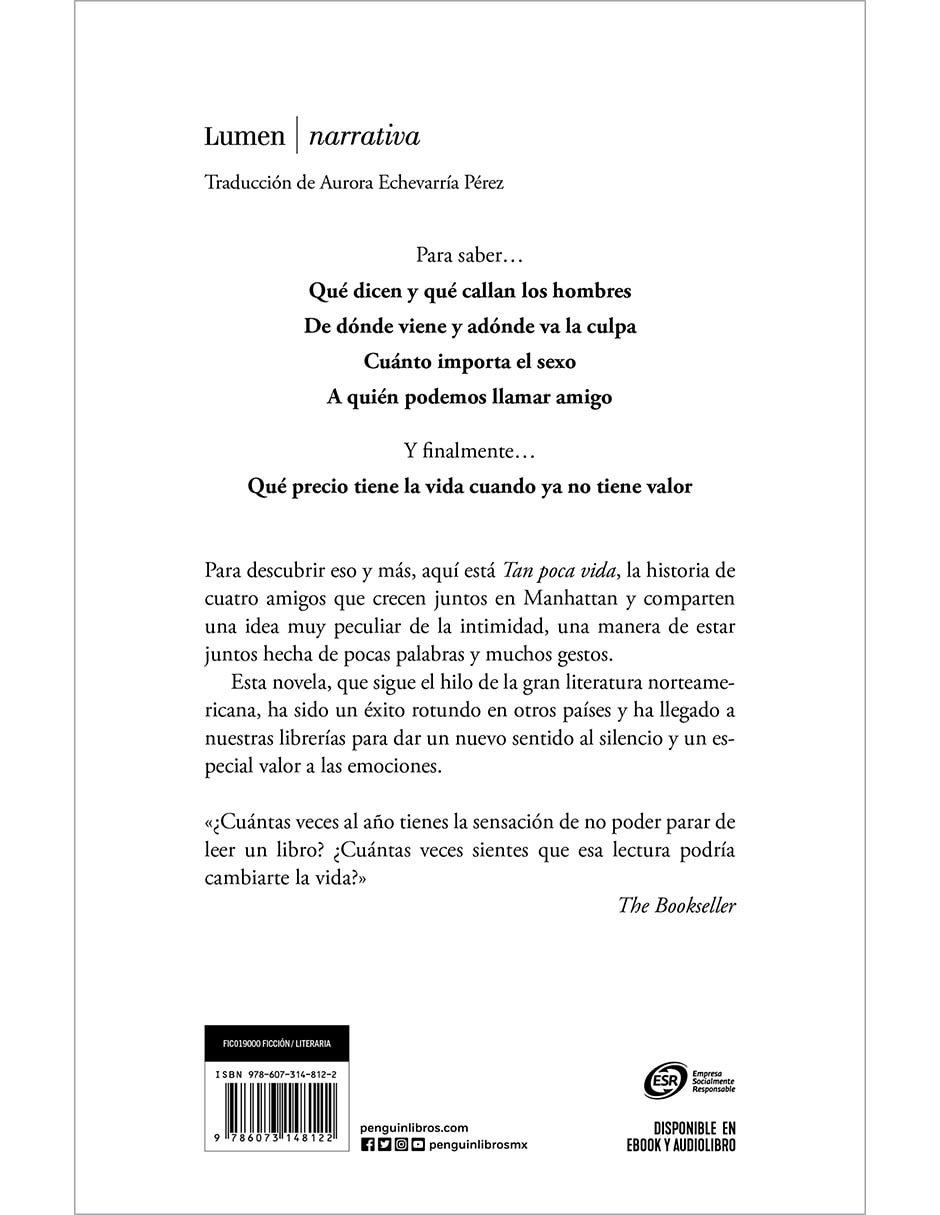 Libro Tan Poca Vida de Hanya Yanagihara