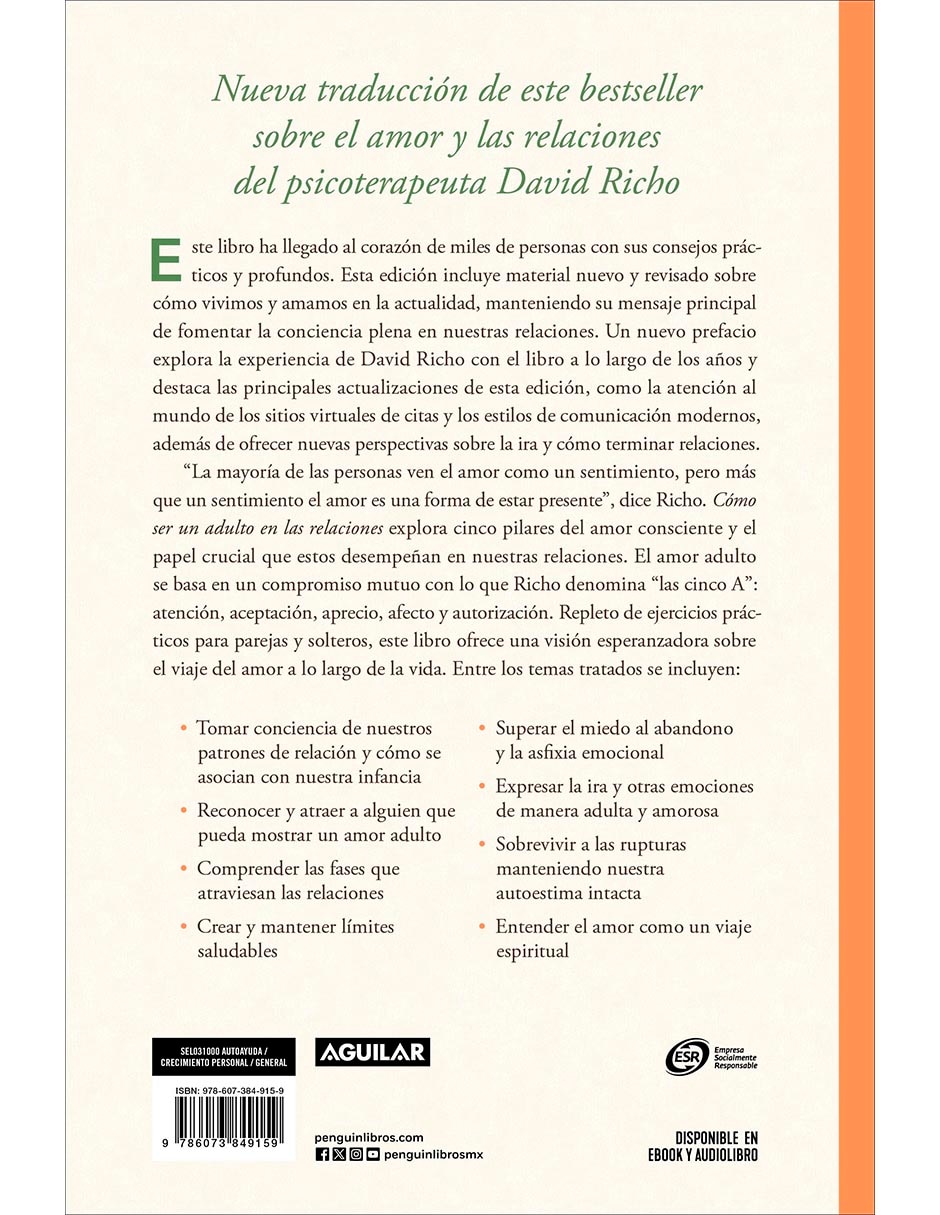 Libro Como ser un adulto en las relaciones (edicion actualizada) de David Richo