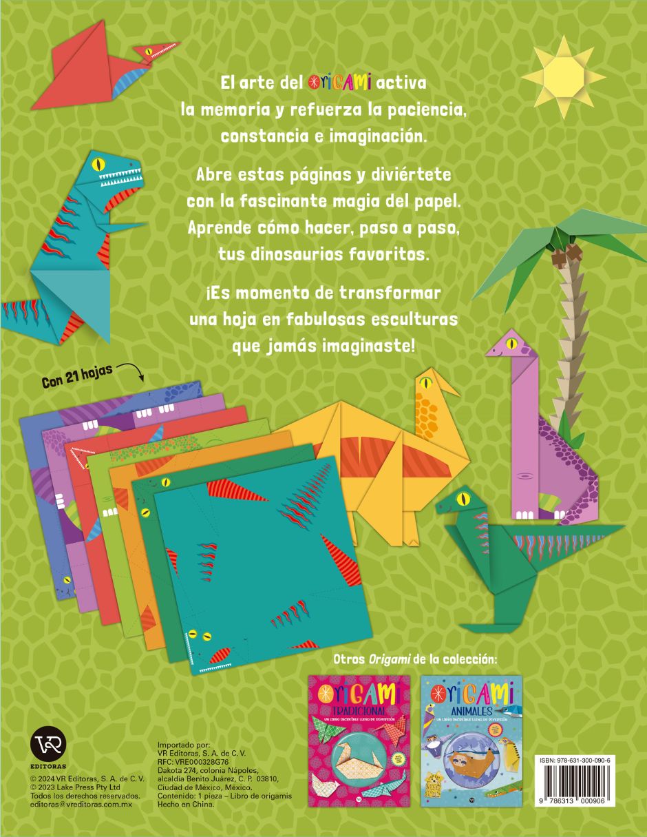 Libro de Actividades Origami Dinosaurios de Lake Press Pty. Ltd