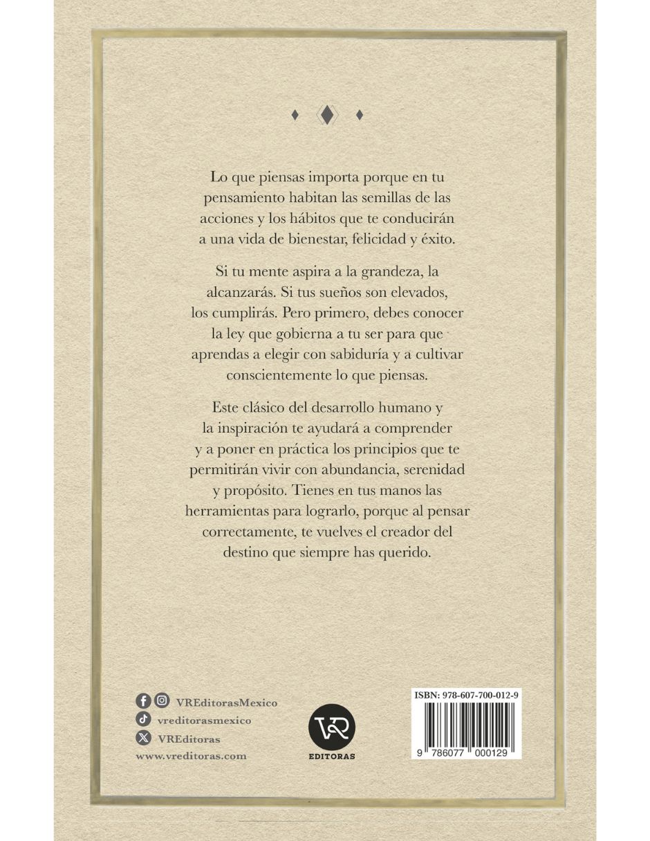 Libro Como Pienses Será Tu Vida de James Allen