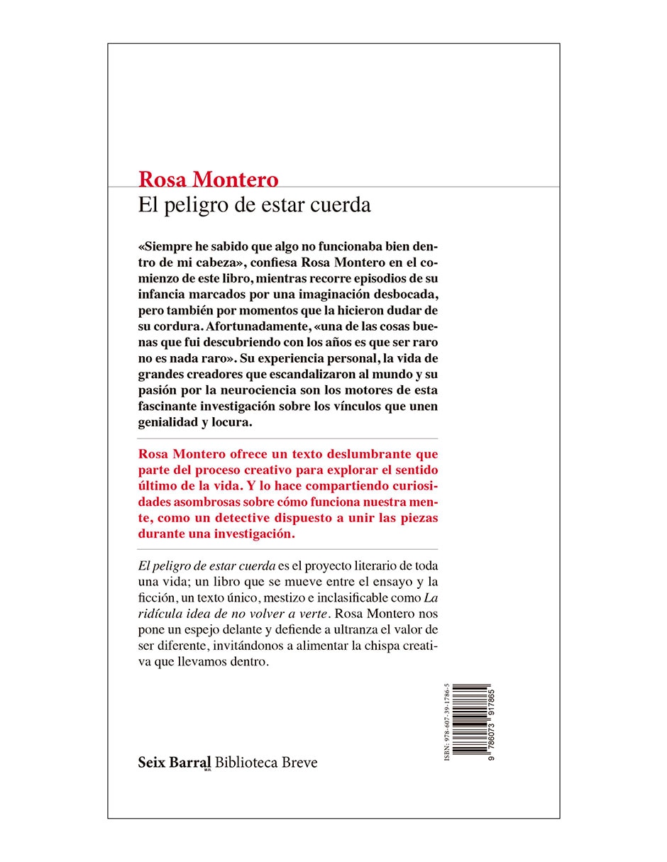 Libro El peligro de estar cuerda de Rosa Montero