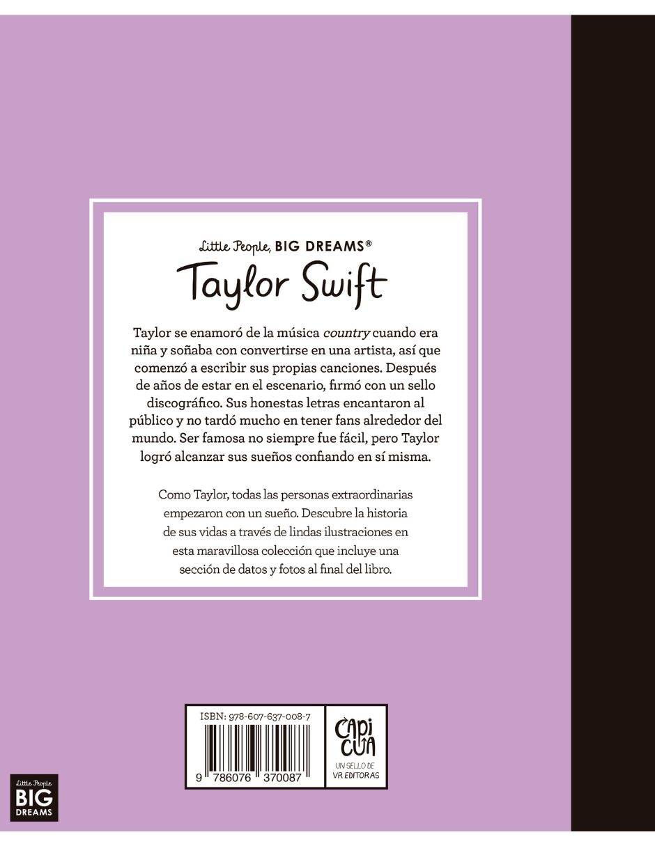 Libro TAYLOR SWIFT, LITTLE PEOPLE BIG DREAMS de María Isabel Sánchez Vergara
