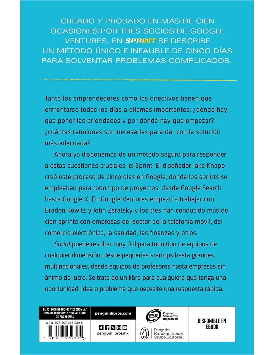 Libro Sprint de Jake Knapp, Braden Kowitz, John Zeratsky