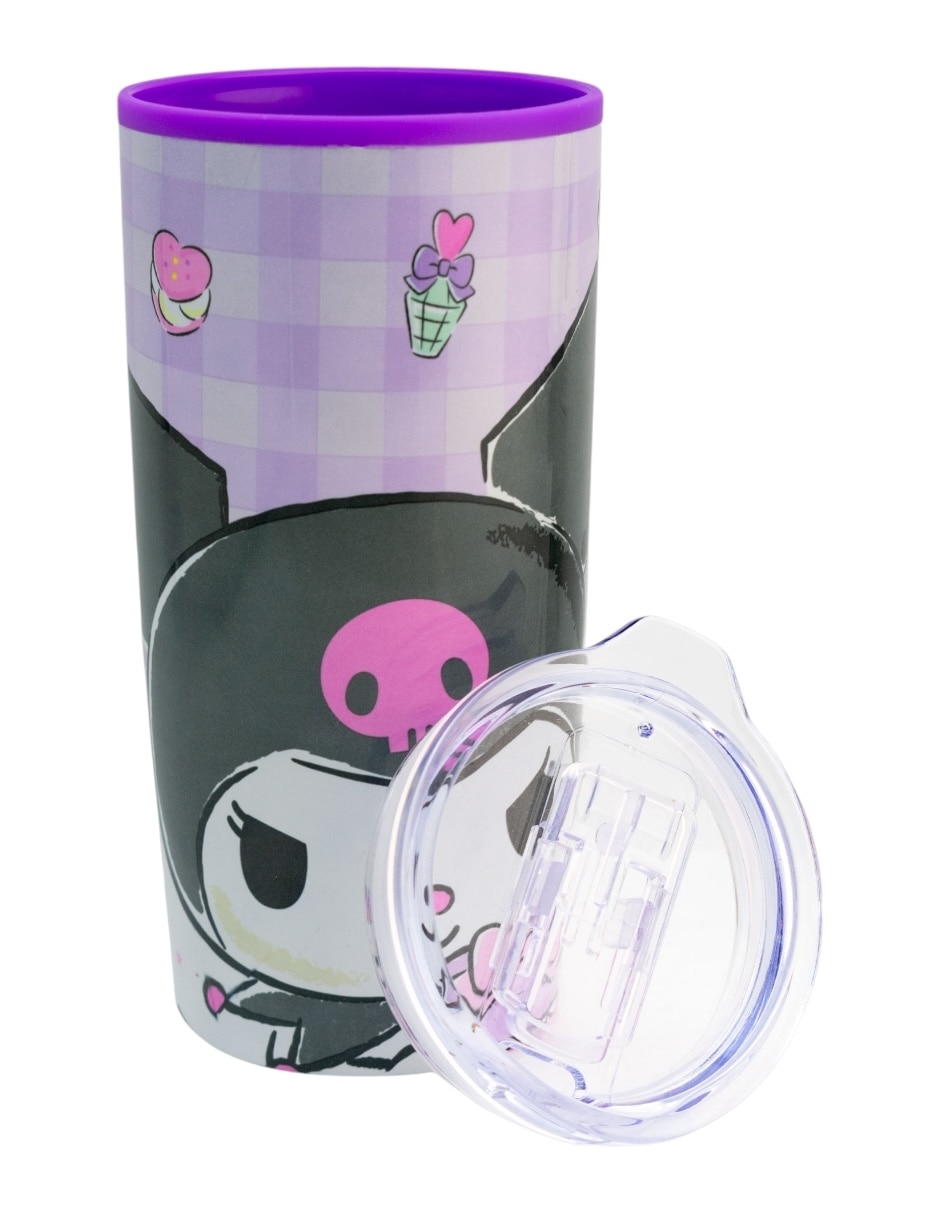 Termo de acero inoxidable Kuromi con tapa a presión 4