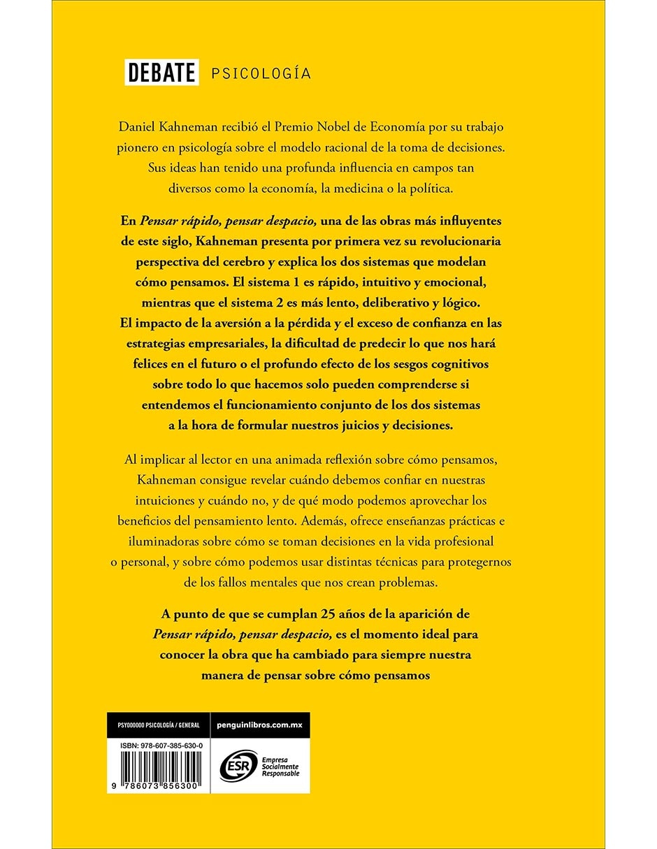 Libro Pensar Rápido, Pensar Despacio de Daniel Kahneman 2