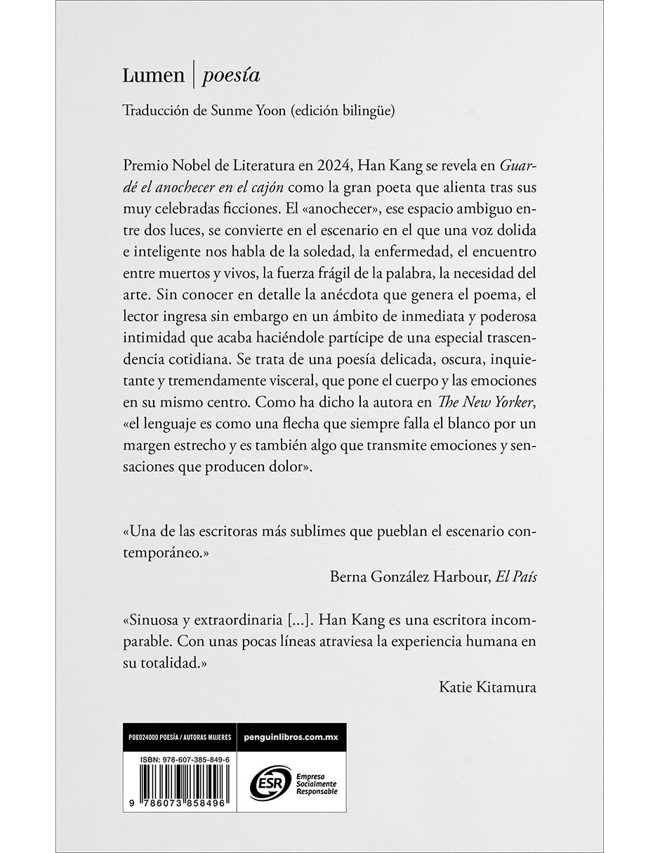 Libro Guardé el anochecer en el cajón de Han Kang