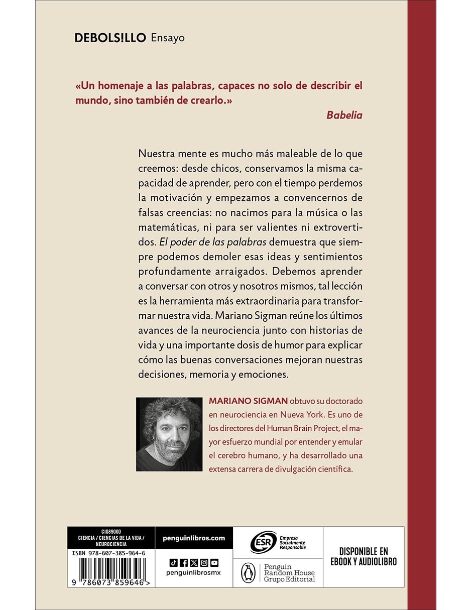 Libro El poder de las palabras: Cómo cambiar tu cerebro (y tu vida) conversando de Mariano Sigman 3