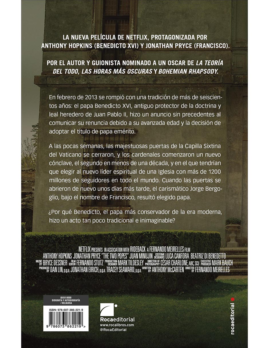 Libro Los Dos Papas de Anthony Mccarten