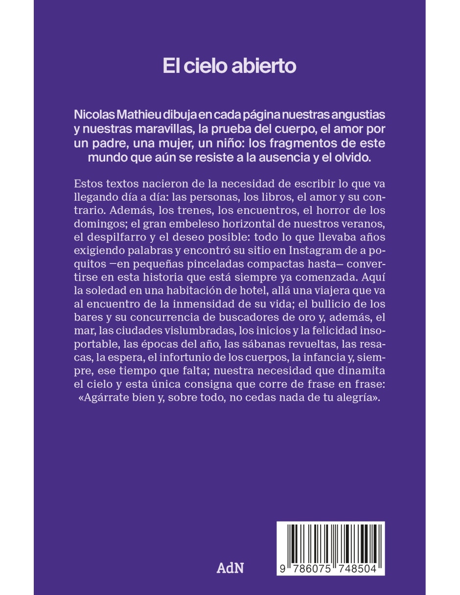 Libro El cielo abierto de Mathieu, Nicolas 2